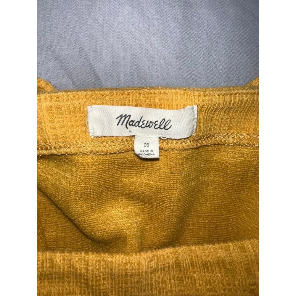 Madewell Mustard Yellow Textured Tie Back Midi Dress AO333 Womens Size Medium - Picture 3 of 6